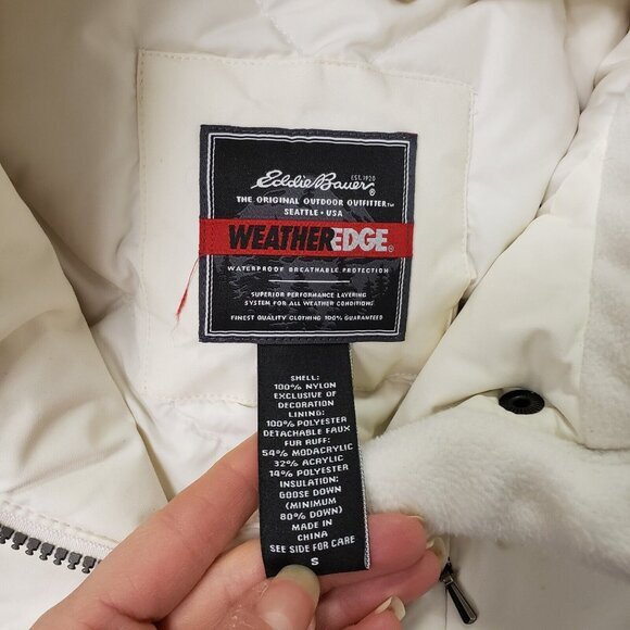 Eddie Bauer Womens Weatheredge Goose Down Jacket Size S Skiing Winter Neutral - Picture 8 of 15